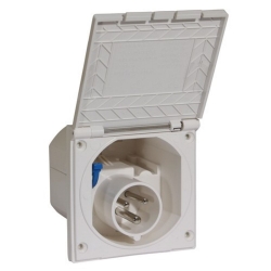 3 Round Pins Flush Mounted Mains Inlet Socket (Colour White)